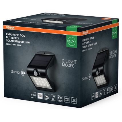 Osram - LED-Solar-Wandleuchte mit Bewegungs- und Dämmerungssensor SCHMETTERLING LED/1,5W/3,7V 1200 mAh IP65