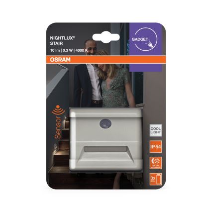Osram - LED-Treppenleuchte mit Sensor NIGHTLUX LED/0,25W/3xAAA IP54 weiß