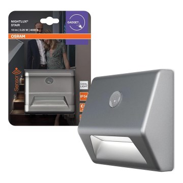 Osram - LED Treppenleuchte mit Sensor NIGHTLUX LED/0,25W/3xAAA IP54 silber