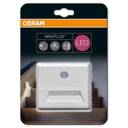 Osram - LED-Treppenlicht mit Sensor NIGHTLUX LED/0,25W/3xAAA weiß IP54