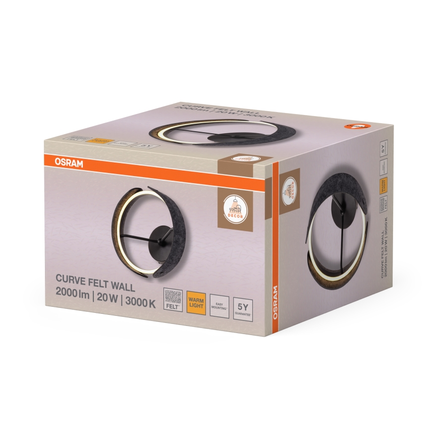 Osram - LED Wandleuchte DECOR CURVE LED/20W/230V grau