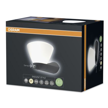 Osram - LED-Wandleuchte für außen mit Sensor ENDURA LED/7W/230V schwarz
