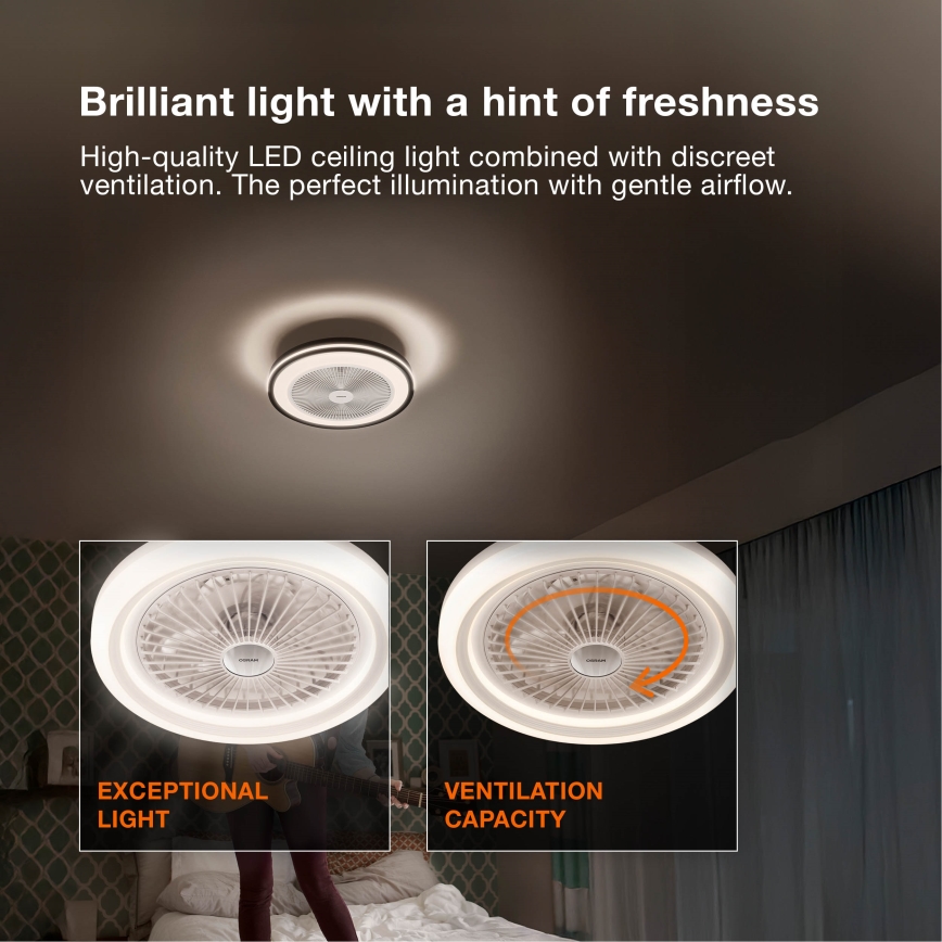 Osram - Dimmbare LED-Deckenleuchte mit Ventilator MURLAN LED/26W/230V 3000-6500K + Fernbedienung