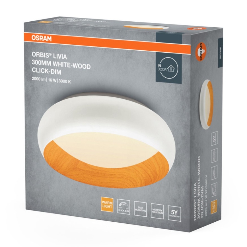 Osram - Dimmbare LED-Deckenleuchte ORBIS LIVIA LED/16W/230V Ø 30 cm weiß/braun