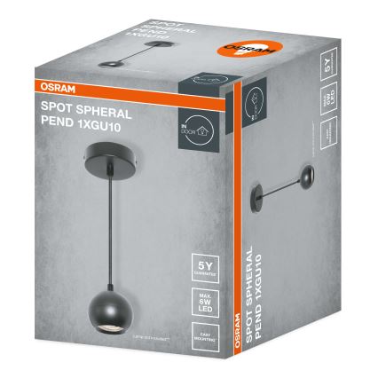 Osram - Pendelleuchte an Kabel SPOT SPHERAL 1xGU10/6W/230V schwarz