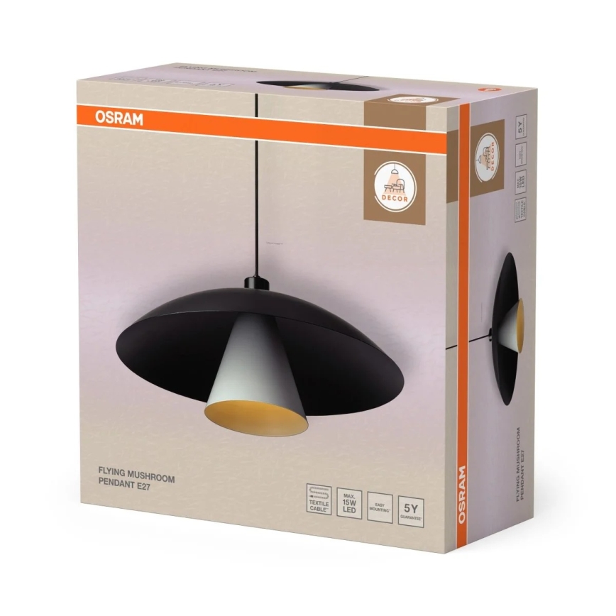 Osram - Pendelleuchte mit Kabel DECOR FLYING MUSHROOM 1xE27/25W/230V Ø 50 cm schwarz