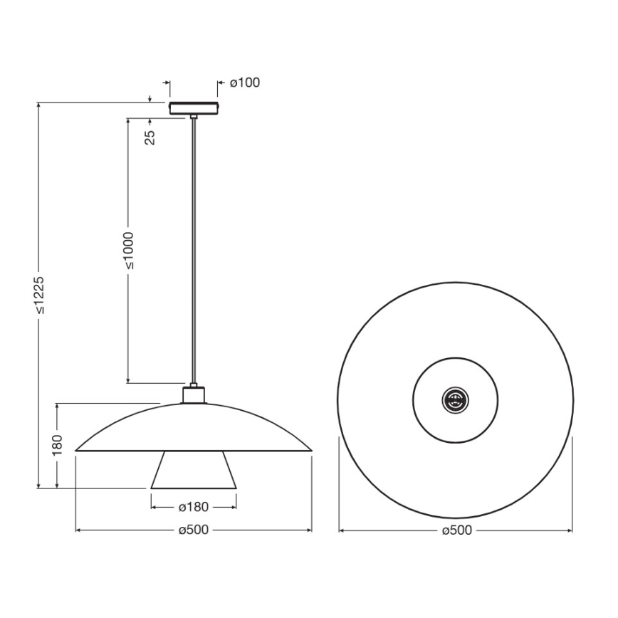 Osram - Pendelleuchte mit Kabel DECOR FLYING MUSHROOM 1xE27/25W/230V Ø 50 cm schwarz