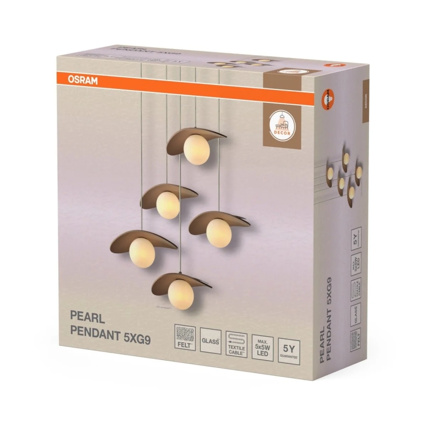Osram - Pendelleuchte mit Kabel DECOR PEARL 5xG9/5W/230V beige
