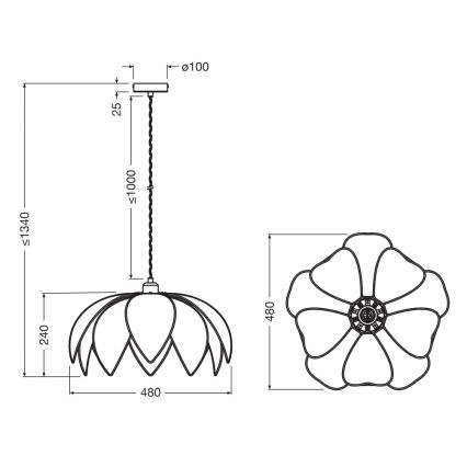 Osram - Pendelleuchte mit Kabelaufhängung DECOR RATTAN 1xE27/15W/230V Ø 48 cm beige/schwarz