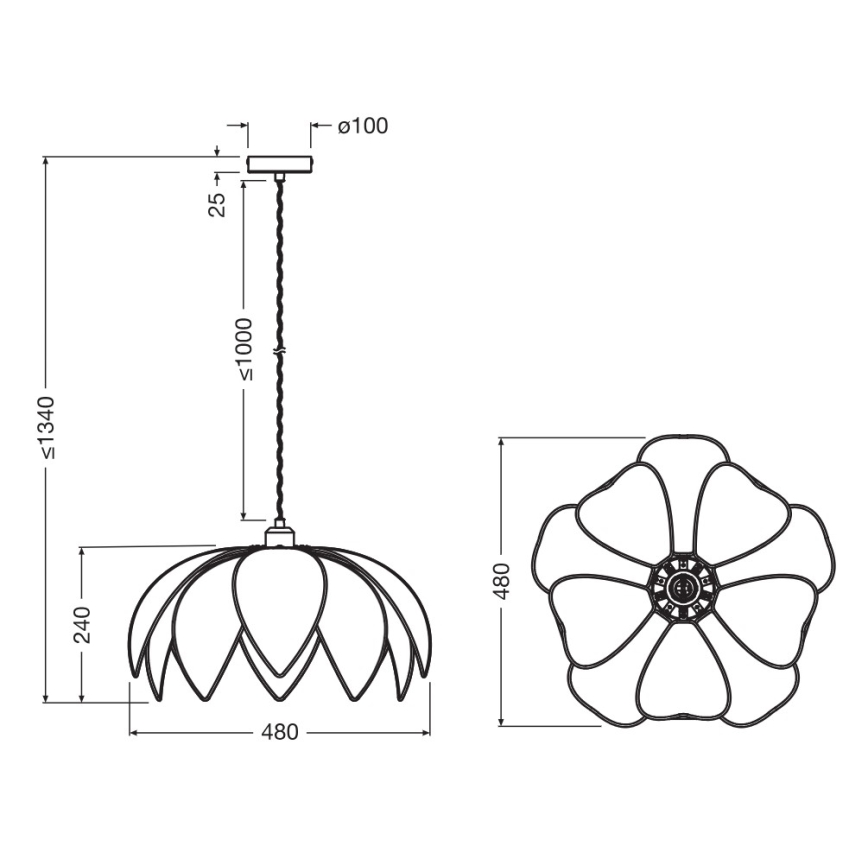 Osram - Pendelleuchte mit Kabelaufhängung DECOR RATTAN 1xE27/15W/230V Ø 48 cm beige/schwarz
