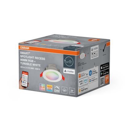Osram - RGB-LED dimmbares Einbau-Downlight SMART+ DOWNLIGHT LED/4,5W/230V 3000-6500K Wi-Fi