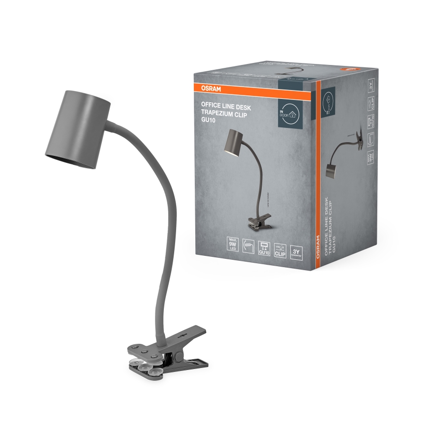 Osram - Schreibtischlampe mit Klemme DESK LINE 1xGU10/9W/230V grau