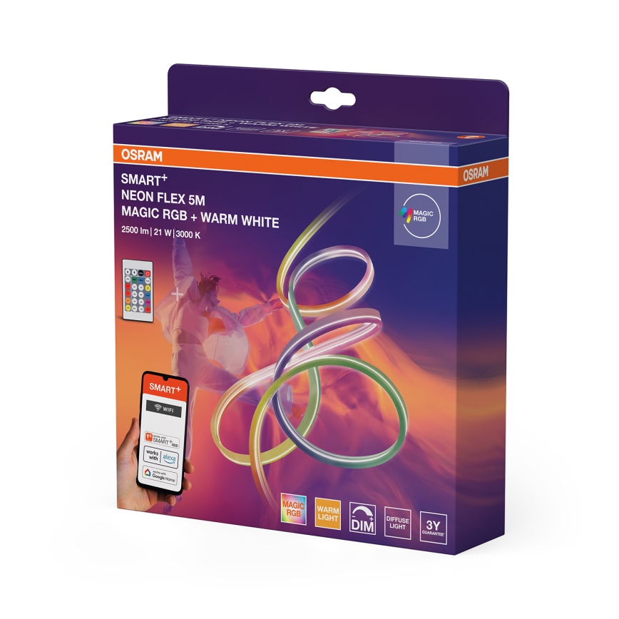 Osram - SMART+ MAGIC LED RGBW, dimmbarer LED-Streifen für den Außenbereich, 5 m, 21 W, 230 V, IP44, Wi‑Fi + Fernbedienung