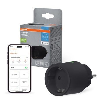 Osram - Smart-Steckdose SMART+ MATTER SCHUKO 2300W/230V/10A Wi-Fi schwarz