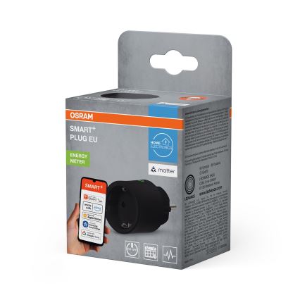 Osram - Smart-Steckdose SMART+ MATTER SCHUKO 2300W/230V/10A Wi-Fi schwarz