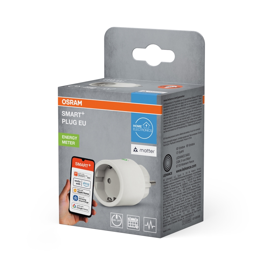 Osram - Smart-Steckdose SMART+ MATTER SCHUKO 2300W/230V/10A Wi-Fi weiß