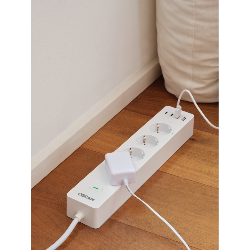 Osram - SMART+ Steckdosenleiste 4-fach (Typ F) + 2× USB-A + 2× USB-C, Wi-Fi