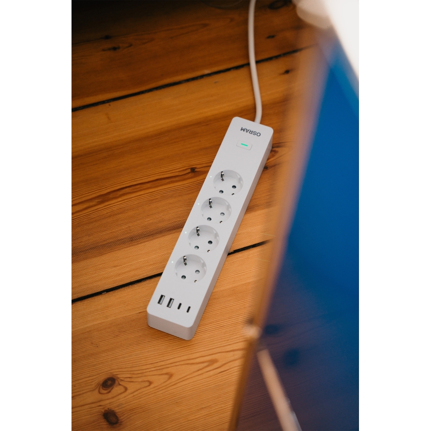 Osram - SMART+ Steckdosenleiste 4-fach (Typ F) + 2× USB-A + 2× USB-C, Wi-Fi