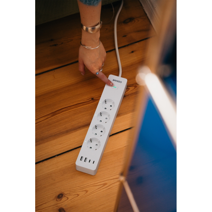 Osram - SMART+ Steckdosenleiste 4-fach (Typ F) + 2× USB-A + 2× USB-C, Wi-Fi