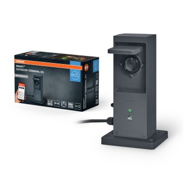 Osram - Smarte Außen-Steckdosen-Säule mit 2 SCHUKO-Steckdosen und Wi-Fi-Repeater, IP44