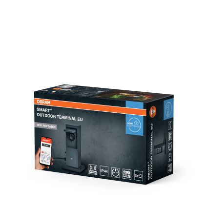Osram - Smarte Außen-Steckdosen-Säule mit 2 SCHUKO-Steckdosen und Wi-Fi-Repeater, IP44