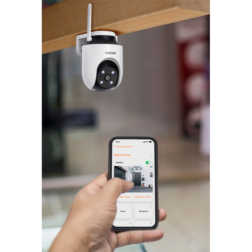 Osram - Smarte Außenkamera 360° mit 2K‑Sensor SMART+ 230V IP67 Wi‑Fi