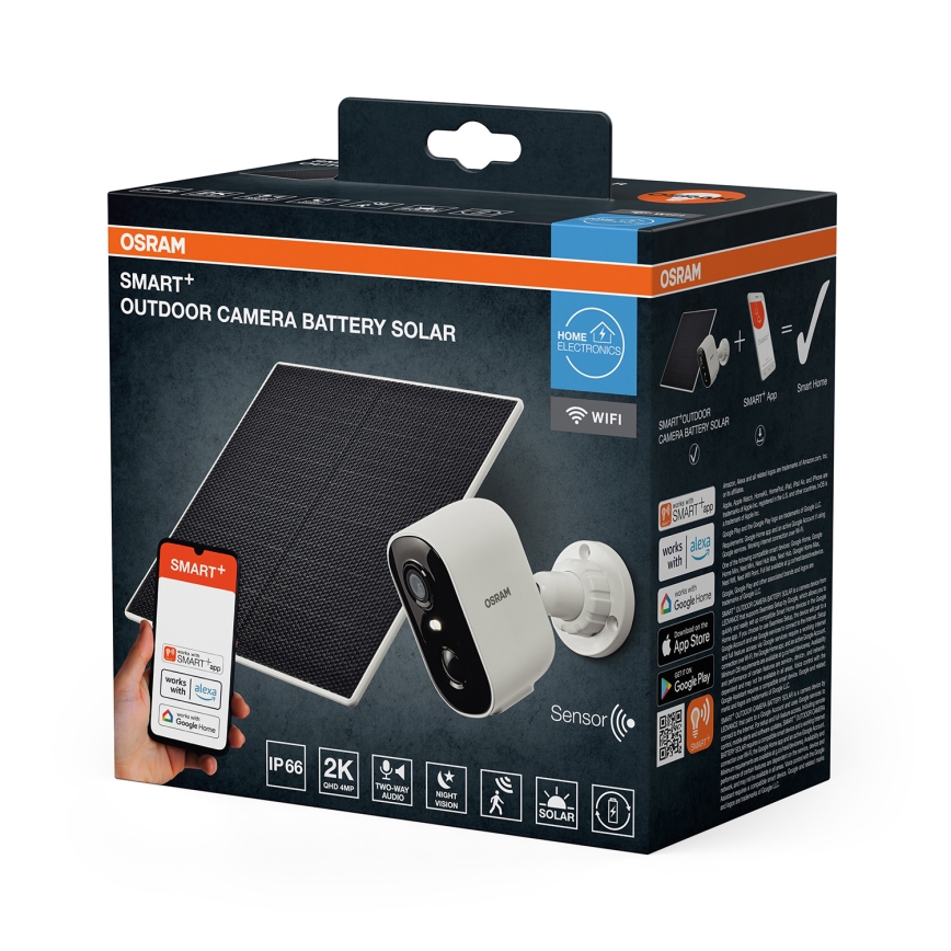 Osram - Smarte Solarkamera mit 2K-Sensor SMART+ 5V 5200 mAh IP66 Wi-Fi