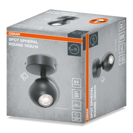 Osram - Spotleuchte SPOT SPHERAL 1xGU10/6W/230V schwarz