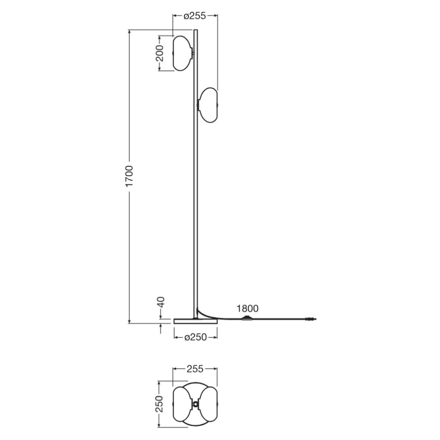 Osram - Stehleuchte DECOR SMOKE 2xE14/12W/230V schwarz/rauchgrau