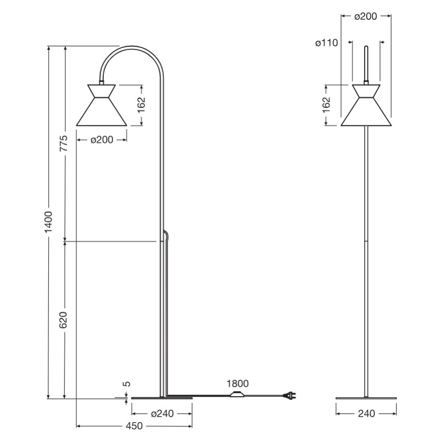 Osram - Stehleuchte DECOR WAIST 1xE27/40W/230V schwarz