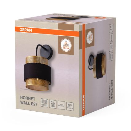 Osram - Wandleuchte DECOR HORNET 1xE27/10W/230V schwarz/gold