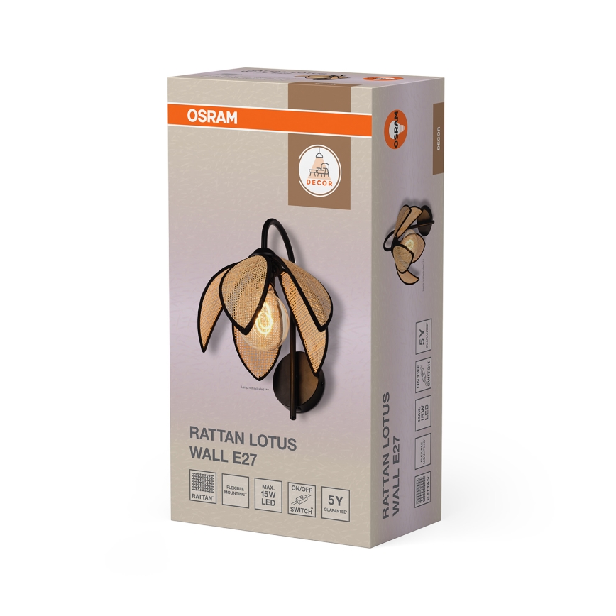 Osram - Wandleuchte DECOR RATTAN 1xE27/15W/230V beige/schwarz