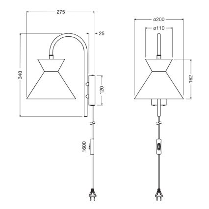 Osram - Wandleuchte DECOR WAIST 1xE27/40W/230V schwarz