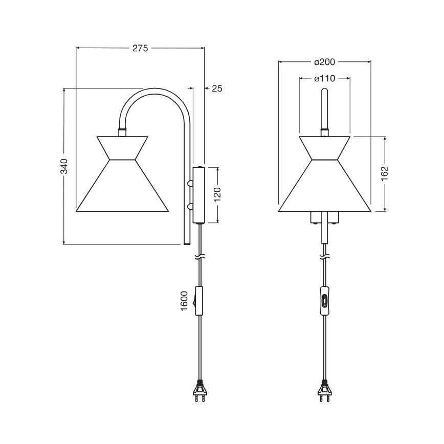 Osram - Wandleuchte DECOR WAIST 1xE27/40W/230V schwarz