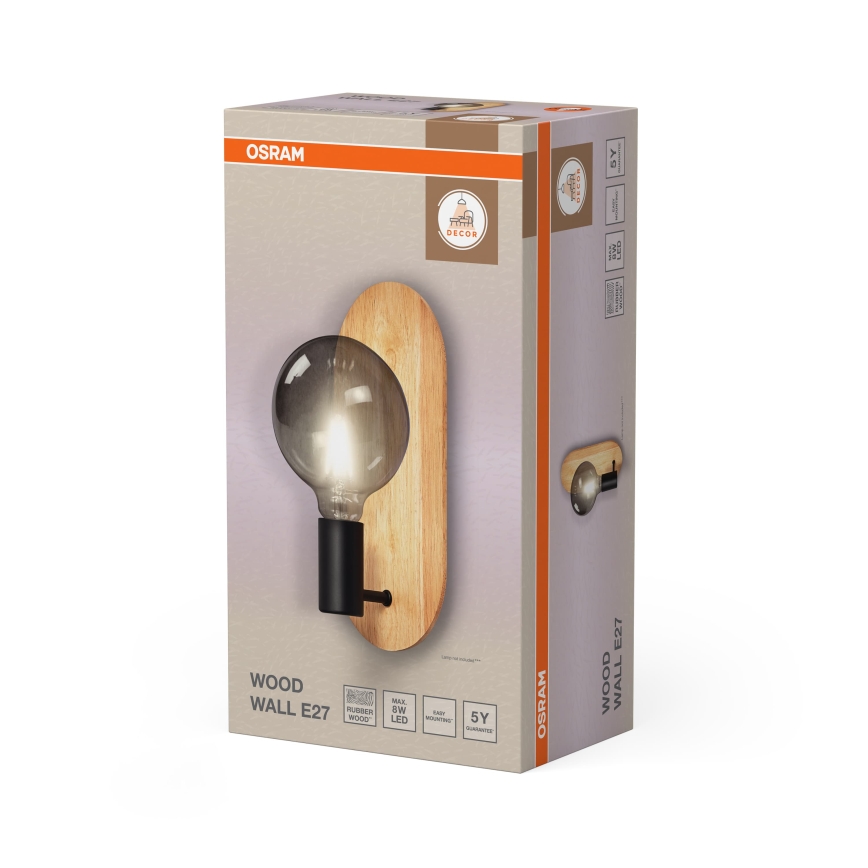 Osram - Wandleuchte DECOR WOOD 1xE27/8W/230V Gummibaumholz