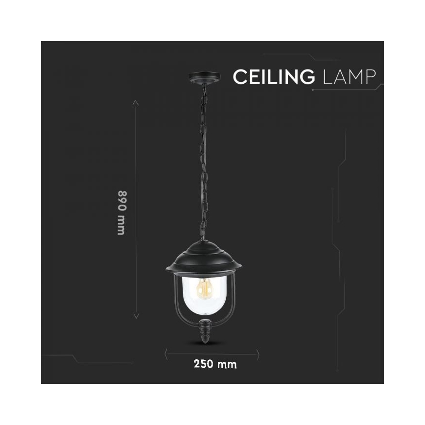 Outdoor-Hängeleuchte an Kette 1xE27/60W/230V IP44 schwarz
