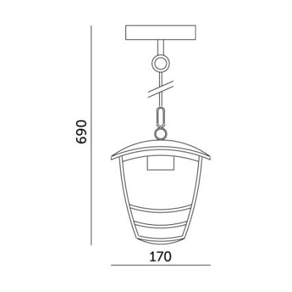 Outdoor-Hängeleuchte an Kette TEVIO 1xE27/60W/230V IP54 schwarz