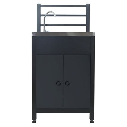Outdoor-Modul: Tisch mit Spüle 60x47x123 cm, schwarz/Edelstahl