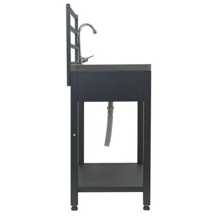 Outdoor-Modul: Tisch mit Spüle 60x47x123 cm, schwarz/Edelstahl