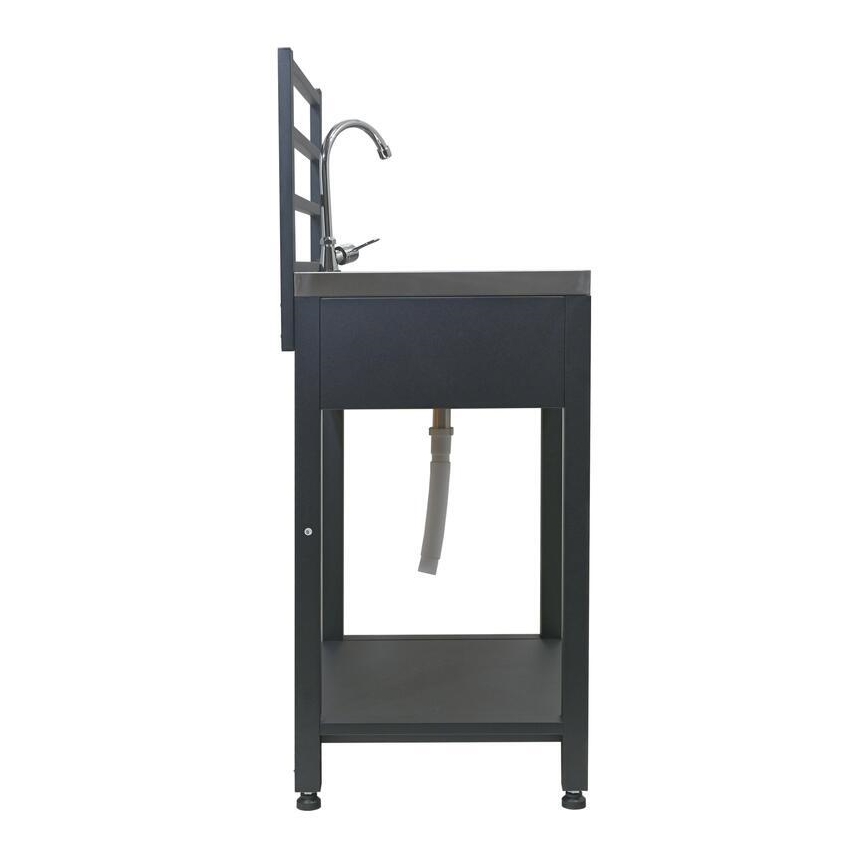 Outdoor-Modul: Tisch mit Spüle 60x47x123 cm, schwarz/Edelstahl