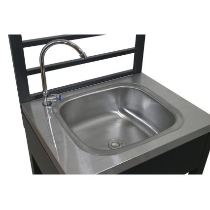 Outdoor-Modul: Tisch mit Spüle 60x47x123 cm, schwarz/Edelstahl