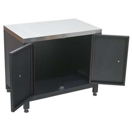 Outdoor-Modul Unterschrank für Grill 80x47x69 cm schwarz/Edelstahl