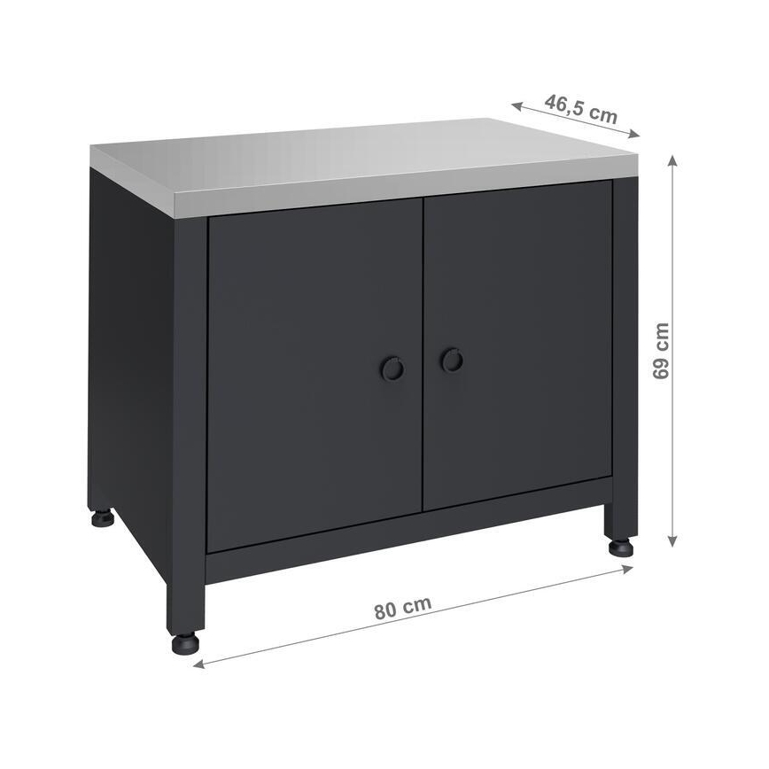 Outdoor-Modul Unterschrank für Grill 80x47x69 cm schwarz/Edelstahl