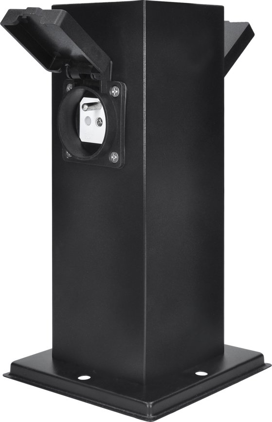 Outdoor-Steckdosensäule 2Z 230V IP44 schwarz eckig