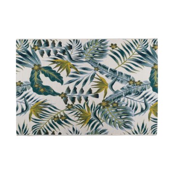 Outdoor-Teppich CAPPUCCINO 120x180 cm, türkis mit Blattmuster