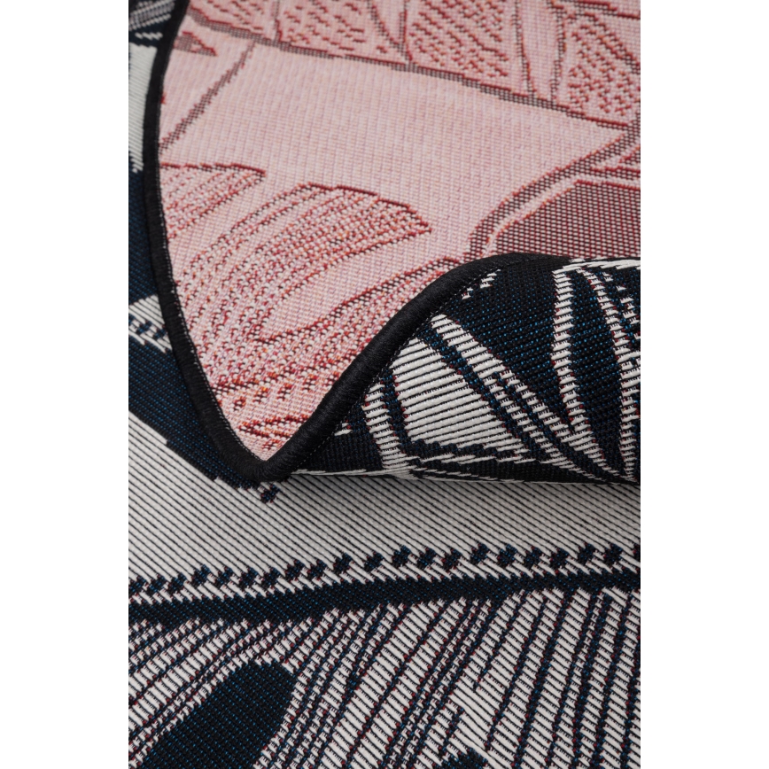 Outdoor-Teppich JUNGLE 135 cm Schwarz/Weiß – Blattmuster