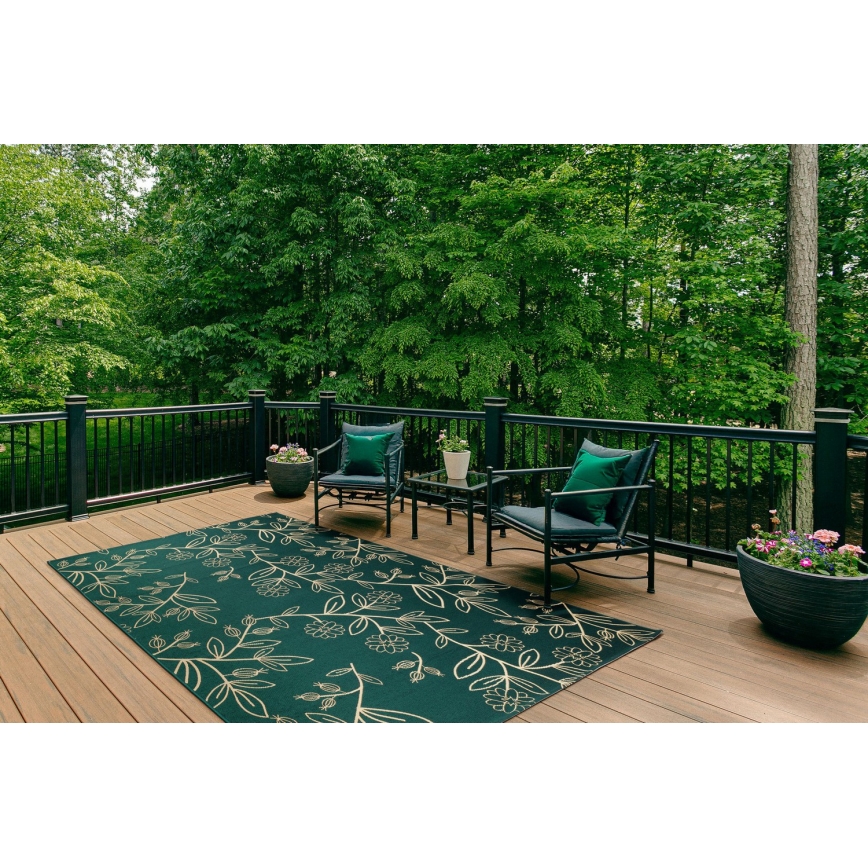 Outdoor-Teppich JUNGLE 80x160 cm, grün – Blattmuster
