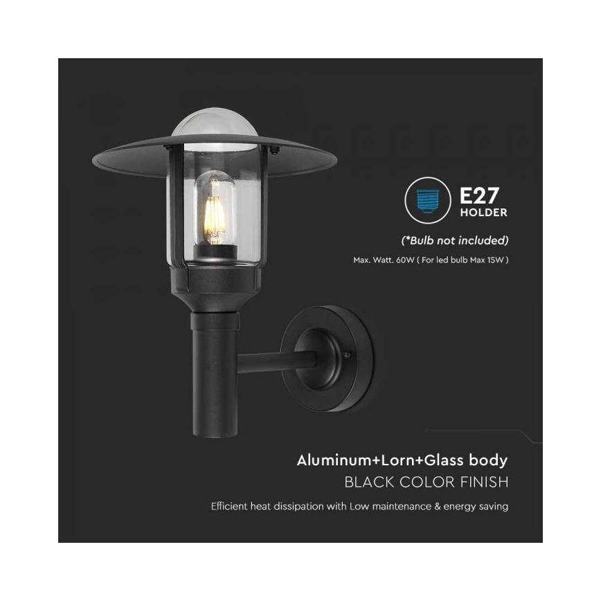 Outdoor-Wandlampe 1xE27/60W/230V IP44 schwarz