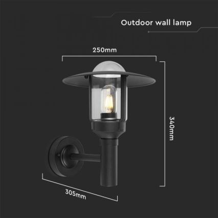 Outdoor-Wandlampe 1xE27/60W/230V IP44 schwarz