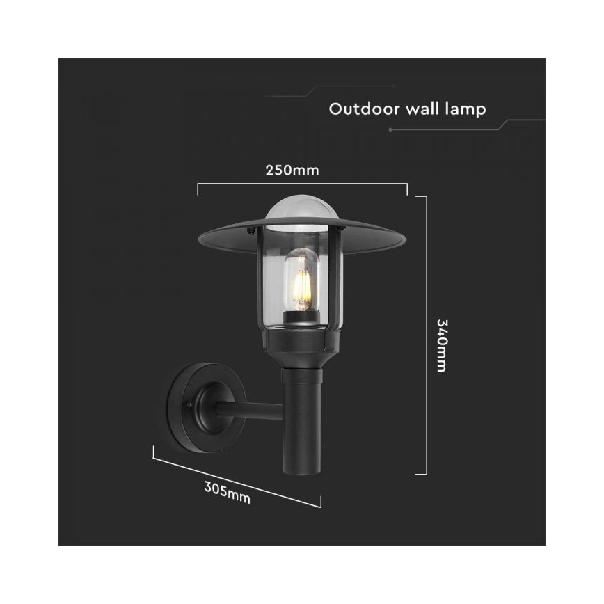 Outdoor-Wandlampe 1xE27/60W/230V IP44 schwarz